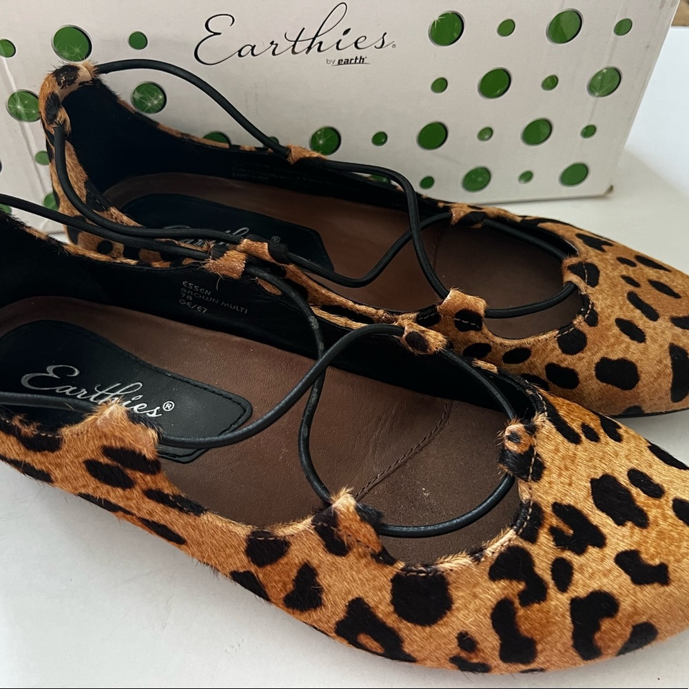 Earthies Brown Leopard Print Brown Flats Size 7 EUC